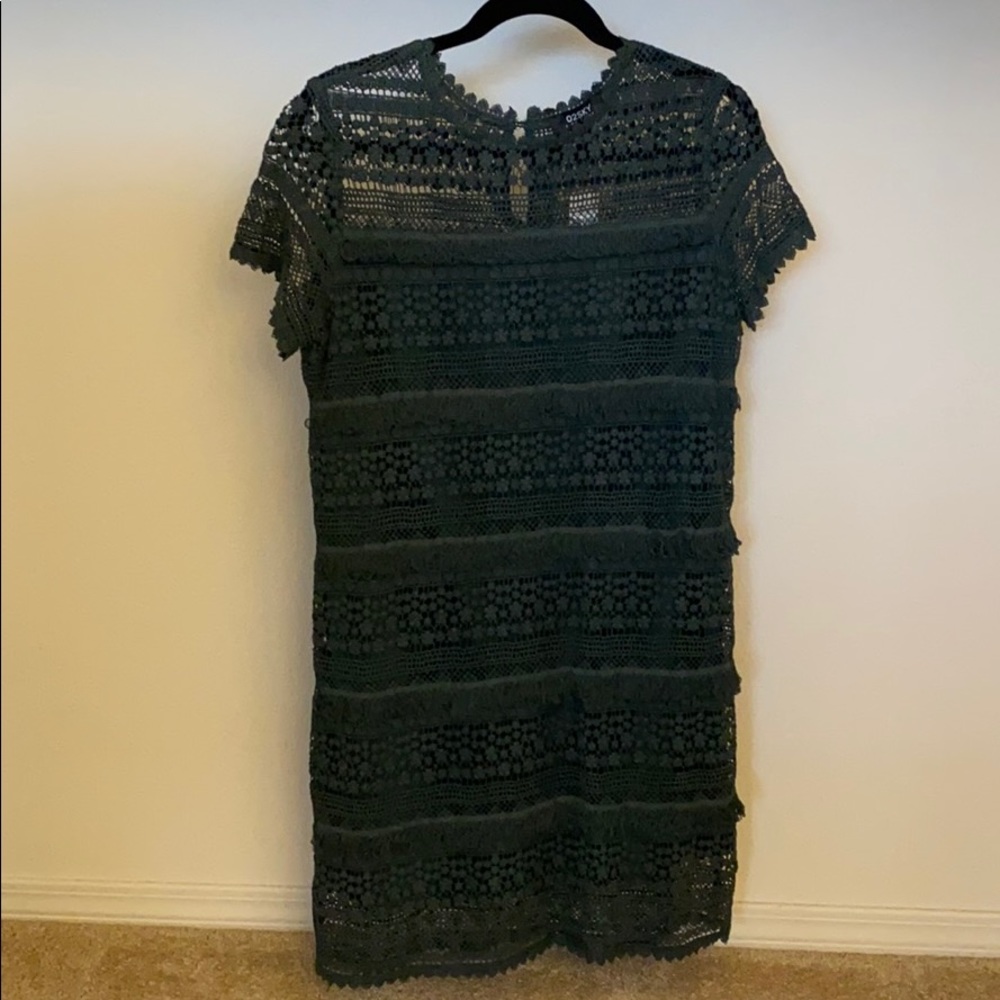 Anthropologie green lace dress
